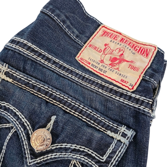 Vintage Y2K True Religion Ricky Big QT Straight Leg Jeans Size 34 Made in USA - Picture 1 of 8